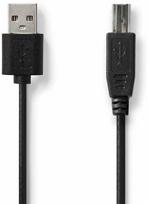 Nedis CCGT60100BK20 USB 2.0 A to B kabelis 2m Juodas (Black)