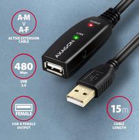 active usb extension cable - Axagon ADR-215 Active extension USB 2.0 A-M > A-F cable, 15 m long. Power supply option. - 3 nuotrauka