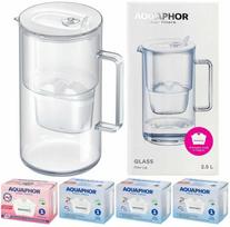 Aquaphor Glass, 2.5 l, Baltas (White) + 4 filtrai (1Mg+3)