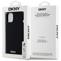 iphone 15 pro max deklas silicone case - DKNY "Liquid Silicone Small Metal Logo MagSafe Case for iPhone 14 Pro Max" Juodas (Black) - 2 nuotrauka