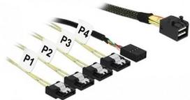 Delock SFF-8643 to 4 x SATA 7 Pin + Sideband 1m Black