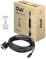 adapteriai type c - Club 3D USB Type C To VGA Active Cable 5m Black - 1 nuotrauka