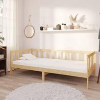 Lova VLX Solid Pinewood 3083589, medžio, 98x204 cm, su čiužiniu, su grotelėmis