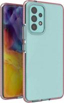 apsauginis korteliu deklas - Hurtel Spring dėklas su spalvotu rėmeliu skirtas Samsung Galaxy A73, šviesiai rožinis - 1 nuotrauka