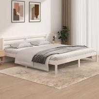 Lova VLX Solid Pinewood, balta, 205.5x185.5 cm, su grotelėmis