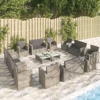 Lauko baldų komplektas VLX 16 Piece Lounge Set With Cushions 3095960, pilkas/tamsiai pilka, 12 vietų