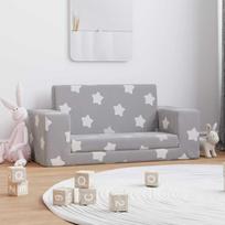 vidaXL Vaikiška dvivietė sofa-lova, pilka (Gray), su žvaigždėmis