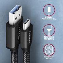 usb c to 3.2 gen 1 - Axagon Data and charging USB 3.2 Gen 1 cable lengh 1 m. 3A. Black braided. | BUCM3-AM10AB - 4 nuotrauka