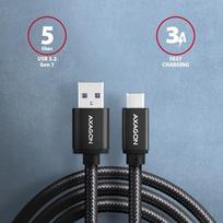 usb c to 3.2 gen 1 - Axagon Data and charging USB 3.2 Gen 1 cable lengh 1 m. 3A. Black braided. | BUCM3-AM10AB - 5 nuotrauka