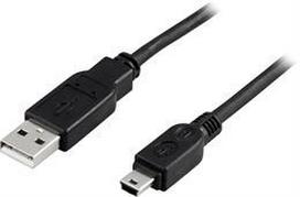 DELTACO USB 2.0 "A-mini B", 1.0m, juodas / USB-24S