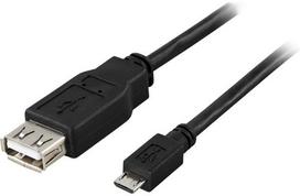 Kabelis DELTACO USB 2.0 "micro B-AF" OTG, 0.2m, juodas / USB-73