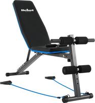 REBEL ACTIVE RBA-2003 Nuožulnus treniruočių suoliukas su kojų užraktu ir guminėmis juostomis, Juodas (Black)