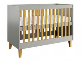 Kūdikio lovytė Kocot Kids Kubi LNKU_SZ_12-6BS_BM, ruda/pilka, 60 x 120 cm, be patalynės dėžės, be čiužinio