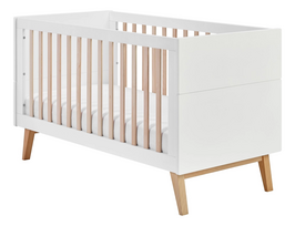 Kūdikio lovytė Pinio Swing 034-011-310, balta/medžio, 70 x 140 cm, be patalynės dėžės, be čiužinio