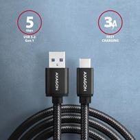 type c to type c laidas 2m - Axagon Data and charging USB 3.2 Gen1 cable lengh 2 m. 3A. Black braided. | BUCM3-AM20AB - 5 nuotrauka