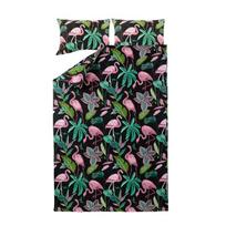 Patalynės užvalkalų komplektas Domoletti Flamingo, juodas/rožinis, 200 x 220 cm