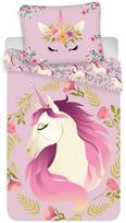 Vaikiškas patalynės užvalkalų komplektas Photoprints Sweet home Unicorn Flowers 19BS211, violetinė, 140 x 200 cm