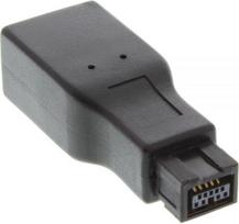 6 pin kabelis - InLine FireWire 9-pin į 6-pin adapteris Juodas (Black) - 1 nuotrauka