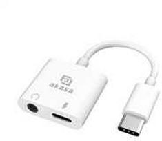 jung lizdas usb - Akasa AK-CBCA30-08WH USB-C į 3.5 mm ausinių lizdą su maitinimo šaltiniu Baltas (White) - 1 nuotrauka