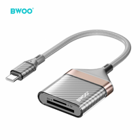sd korteles skaitytuvas - Bwoo BO-BZ64 USB-C į SD/TF kortelių adapteris Juodas (Black) - 1 nuotrauka