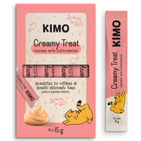 KIMO Cat Creamy Treat Chicken Katsuobushi skanėstas katėms 60 g, 4 x 15 g