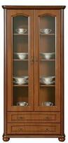 Black Red White Natalia Glass-Door Cabinet Brown