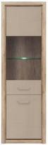 Black Red White Koen 2 Glass-Door Cabinet 63x200x40cm Monument Oak/Gray Sand Gloss