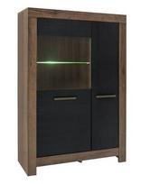 Black Red White Balin LED Glass Door Cabinet Oak Monastery/Black Oak