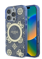 Guess IML Peony MagSafe Dėklas Apple iPhone 16 Pro - Mėlynas (Blue)