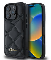 iphone 16 deklas guess - Guess Quilted Metal Logo Case for Apple iPhone 16 Plus - Juodas (Black) - 1 nuotrauka