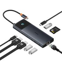 Baseus HUB 10in1 Metal Gleam Series USB-C į USB-C PD / 3x USB-A / 2x HDMI / RJ-45 / SD / TF Juodas (Black)