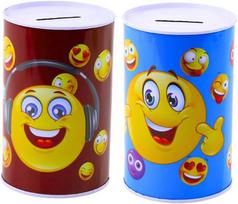Lean Toys Vaikiška metalinė taupyklė Emotikonai Mėlyna (Blue) Ruda (Brown)