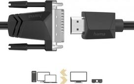 adapteris dvi to hdmi - Kabelis Hama Video Cable DVI / HDMI, 1,5m, black Prekė - 00200715 - 2 nuotrauka