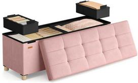 pufas daiktadeze - Kodustaar Songmics Suoliukas su daiktadėže, pastelinė rožinė (Pastel Pink) - 1 nuotrauka