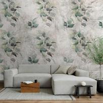 Fototapetas Artgeist Statue Of Nature - Plant Motif With Green Leaves With Grey Patterns, 280 cm x 392 cm