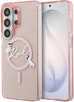 Karl Lagerfeld IML Choupette Karl Script Logo magnetinis dėklas iPhone Samsung Galaxy S26 Ultra rožinis