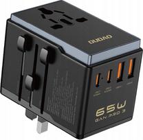 Dudao 65 W ES / JAV / JP / AUS / JK kelioninis adapteris, 2x USB-C, 2x USB-A, juodas