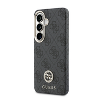 Dėklas Guess PU Leather 4G Strass Logo Gold Frame Magnetic Case for Samsung Galaxy S26 Juodas