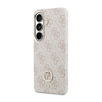 Dėklas Guess PU Leather 4G Strass Logo Gold Frame Magnetic Case for Samsung Galaxy S26 Rožinė