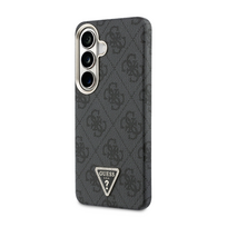 Dėklas Guess PU Leather 4G Strass Triangle Logo Gold Frame Magnetic Case for Samsung Galaxy S26 Juodas