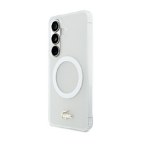 Dėklas Lacoste PC TPU Frosted Finish Gold Logo Magnetic Case for Samsung Galaxy S26 Baltas