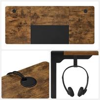 stalai 140x60 - SONGMICS Reguliuojamo aukščio stalas 140x60 Vintažinė ruda-juoda (Vintage Brown-Black) - 6 nuotrauka