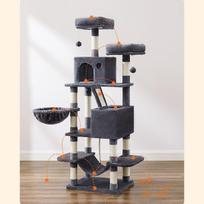 kaciu draskykles - Feandrea 168 cm draskyklė su 2 urvais, tamsiai pilka (Dark Gray) - 8 nuotrauka