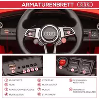 12v varikliukas - Dvivietis vaikiškas elektrinis automobilis Homcom Audi TT RS Roadster, raudonas - 3 nuotrauka