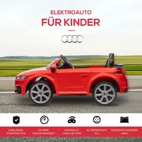 12v varikliukas - Dvivietis vaikiškas elektrinis automobilis Homcom Audi TT RS Roadster, raudonas - 4 nuotrauka