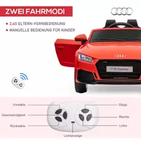 12v varikliukas - Dvivietis vaikiškas elektrinis automobilis Homcom Audi TT RS Roadster, raudonas - 5 nuotrauka