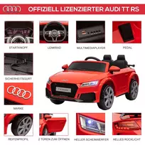 12v varikliukas - Dvivietis vaikiškas elektrinis automobilis Homcom Audi TT RS Roadster, raudonas - 6 nuotrauka