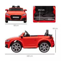 12v varikliukas - Dvivietis vaikiškas elektrinis automobilis Homcom Audi TT RS Roadster, raudonas - 7 nuotrauka