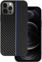 apple iphone 12 pro max, - Tel Protect CARBON Case for Apple iPhone 12 Pro Max Juodas su mėlynu dryžiu (Black with Blue Stripe) - 1 nuotrauka