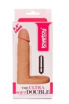Falo imitatorius su vibracija LoveToy The Ultra Soft Double, 14,7 cm, kūno spalvos